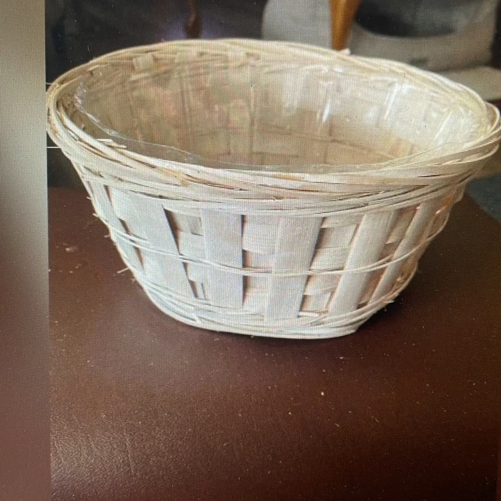Set of Two White Wicker Baskets